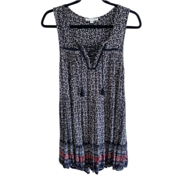 American Eagle Dress Sz Small Black White Floral Casual Boho Peasant Festival - Picture 1 of 12